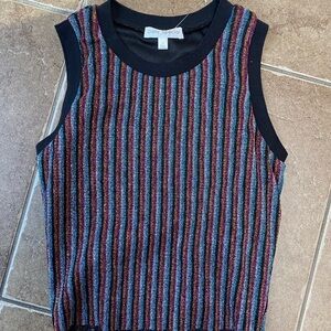 NWOT multi color Striped glitter crop top size S